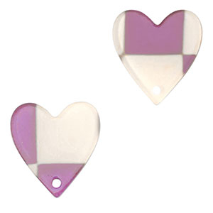 Resin Anh&auml;nger Herz Purple-beige