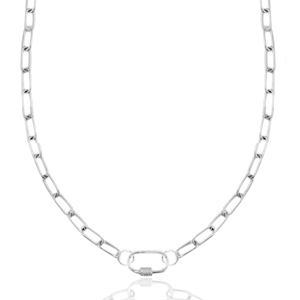 Gliederkette aus Stainless Steel - Rostfreiem Stahl Oval Verschluss Silber