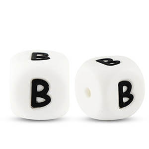 Buchstabenperlen aus Silikon B White-black