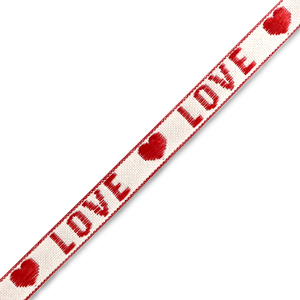 Schmuckband mit Text "love" White-red