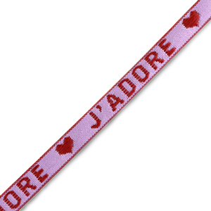 Schmuckband mit Text "j'adore" Purple-warm red