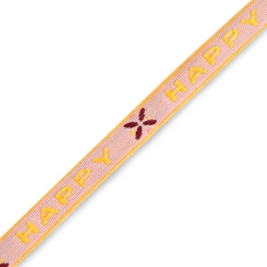 Schmuckband mit Text "happy" Pink-yellow