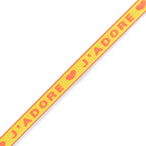 Schmuckband mit Text "j'adore" Neon yellow-orange