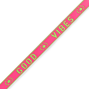 Schmuckband mit Text  "good vibes" Neon pink-green