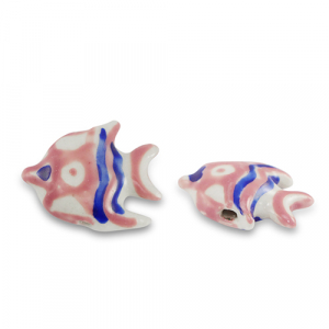 Keramik Perlen Fisch Vintage pink-royal blue