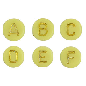 Buchstaben Perlen aus Acryl Mix Yellow-gold