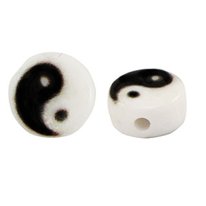 Buchstaben Perlen aus Acryl Yin & Yang White-black
