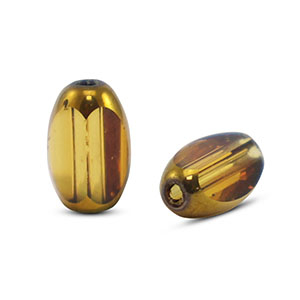 Glasperlen oval Facett Yellow transparent-gold