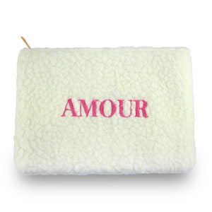 Teddy-Etui "AMOUR" Off white-pink