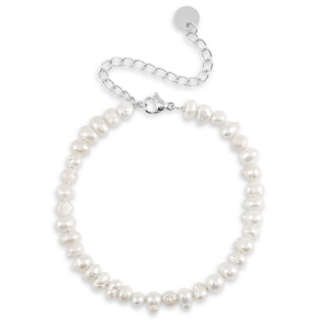 Armb&auml;nder aus Stainless Steel - Rostfreiem Stahl Perlen Silver