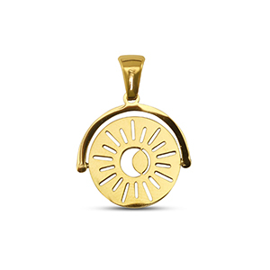 Stainless Steel - Rostfrei Stahl Anh&auml;nger Drehen Sonne Gold