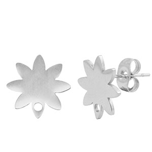 Ohrringe / Ohrstecker aus Stainless Steel - Rostfreiem Stahl Blume mit &Ouml;se Silver