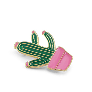 Broschen Kaktus Green-pink-gold