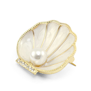 Broschen Muschel mit Perle Pearl white-gold