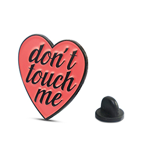 Anstecker Herz "Don't touch me" Pink-black
