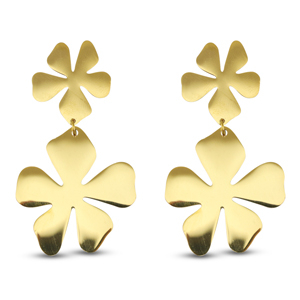 Ohrringe / Ohrstecker aus Stainless Steel - Rostfreiem Stahl Blume Gold