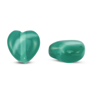 Glasperlen Cat's Eye Herz Dark green