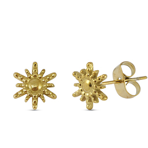 Ohrringe / Ohrstecker aus Stainless Steel - Rostfreiem Stahl Sonne Gold