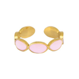 Ringe aus Stainless Steel - Rostfreiem Stahl Enamel Oval Lilac-gold