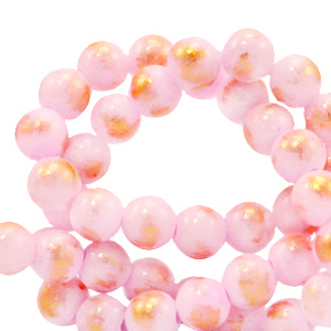 Naturstein Perlen 6mm Pink-gold