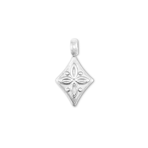 Stainless Steel - Rostfrei Stahl Anh&auml;nger Rhombus mit blume Silver
