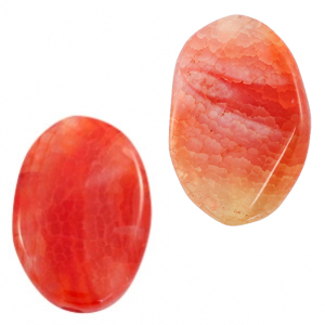 Halbedelstein Perlen oval Orange red opal