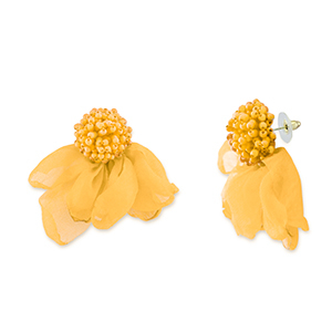Trendy Ohrringe/Ohrstecker Chiffon Blume Yellow-gold