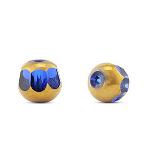Glasperlen Rund Blue transparent-gold