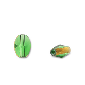 Glasperlen Oval Green transparent-gold