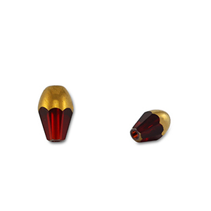 Glasperlen Oval Red transparent-gold