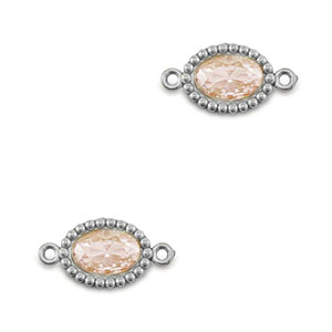 Stainless Steel - Rostfrei Stahl Zwischenst&uuml;cke Zirkonia Oval Silver-light orange