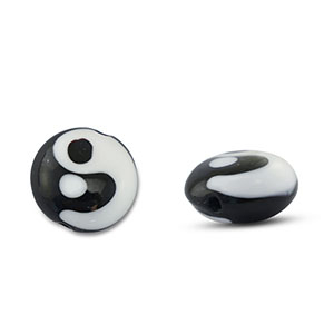 Handbemalt Glasperlen Yin & Yang Black-white