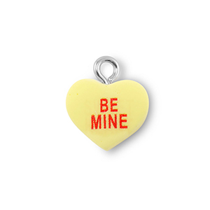 Resin Anh&auml;nger Herz "BE MINE" Light yellow-red