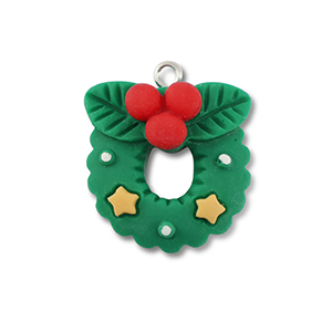 Resin Anh&auml;nger Weihnachtskranz Green-red-yellow