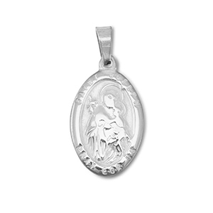 Stainless Steel - Rostfrei Stahl Anh&auml;nger Oval "Saint Joseph" Silver