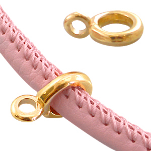 DQ Metall Anh&auml;nger mit &Ouml;se (f&uuml;r 4mm Leder gesteppt) Gold (Nickelfrei)