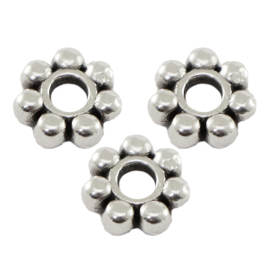 DQ Metall Perlen Spacer Bali Ringe 6mm Antik silber (Nickelfrei)