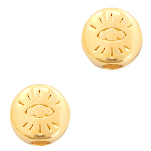 Metall Perlen DQ mit Auge 6mm Gold (Nickelfrei)