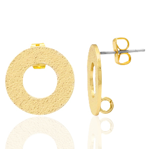 Metall Zubeh&ouml;r DQ Earpin Rund mit &Ouml;se Gold (Nickelfrei)