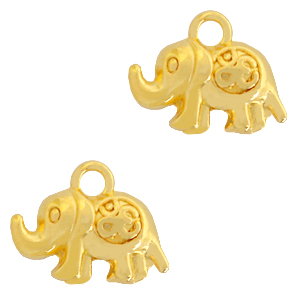 Metall Anh&auml;nger DQ Elefant mit Ohm Zeichen Gold (Nickelfrei)