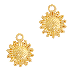 Metall Anh&auml;nger DQ Sonnenblume 15mm Gold (Nickelfrei)
