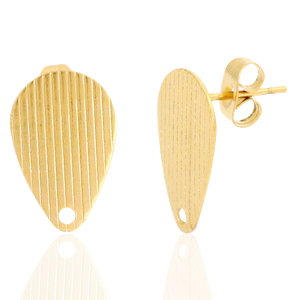 Ohrringe aus Stainless Steel - Rostfreiem Stahl Ohrstecker Tropfen mit &Ouml;se Gold
