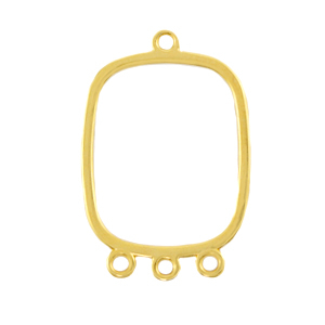 Metall Anh&auml;nger DQ Zwischenst&uuml;ck mit 3 &Ouml;sen Gold (Nickelfrei)