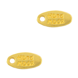 Metall Anh&auml;nger DQ Tag "handmade" Gold (Nickelfrei)