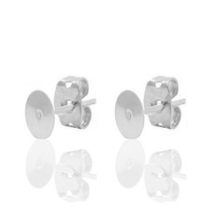 Metall Zubeh&ouml;r DQ Ohrstecker 4mm Antik silber (Nickelfrei)