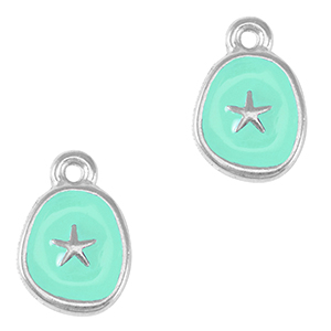 Metall Anh&auml;nger DQ Seestern Antik silber-veraman blue (nikkelvrij)