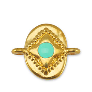 Metall Anh&auml;nger DQ Zwischenst&uuml;ck oval Veraman Blue-Gold (Nickelfrei)