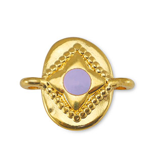 Metall Anh&auml;nger DQ Zwischenst&uuml;ck oval Lilac-Gold (Nickelfrei)