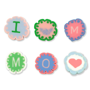 Polymer Perlen "I love mom" Multicolor light