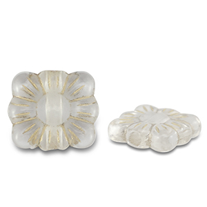 Acrylperlen Rechteck mit Blume Transparent-gold